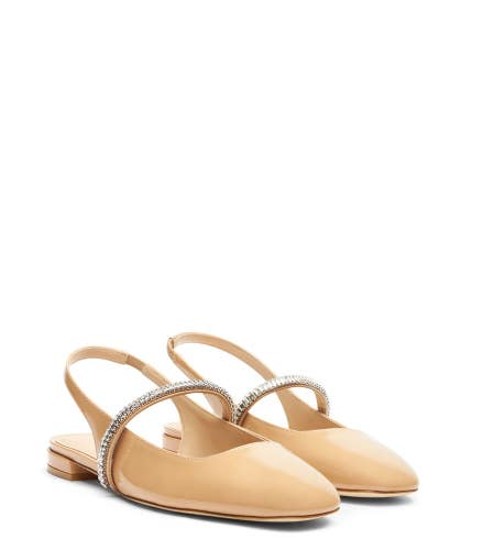 Stuart Weitzman Stefanie Flats Women's 9.5 M Beige Round Toe Slingback HTAT1037