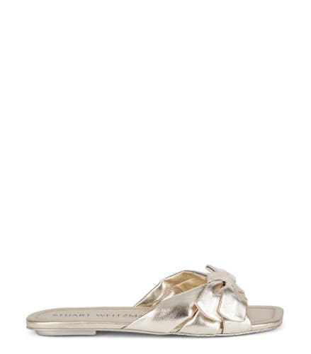 Stuart Weitzman Sofia Sandals Women's US 7 M Gold Leather Slip On Slide HTAT1049