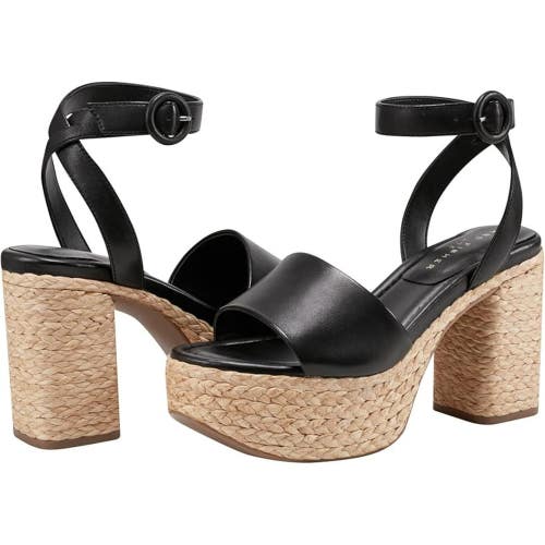 Marc Fisher LTD Palyca Sandals Women's US 10 M Black Leather Block Heel HTAT1054