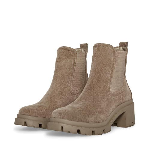 Steve Madden Zoltin Boots Women's 10M Mushroom Suede Block Heel Chelsea HTAT873