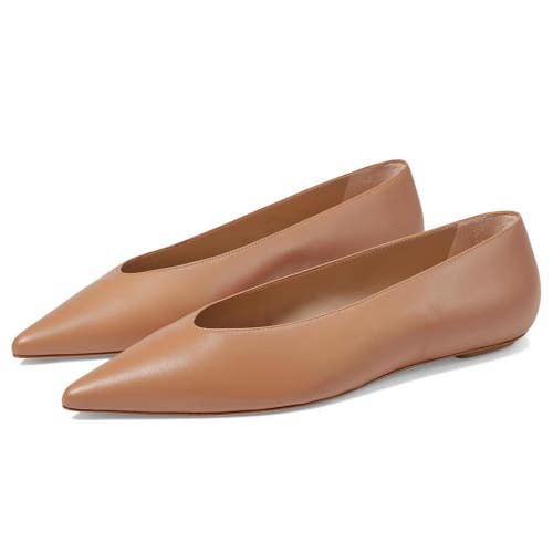 Stuart Weitzman Lina Ballet Flats Women's US 8M Tan Pointed Toe Slip On HTAT1040