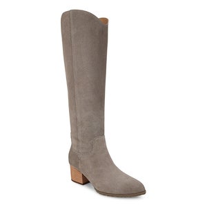 Vionic Bixby Boots Women's 10 Wide Stone Suede Block Heel Knee High HAWK3085