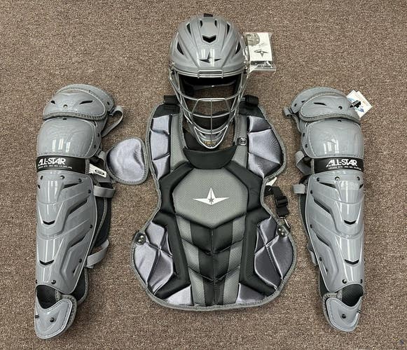 All Star System 7 Axis Intermediate 13-16 Catchers Gear Set Charcoal Gray Black