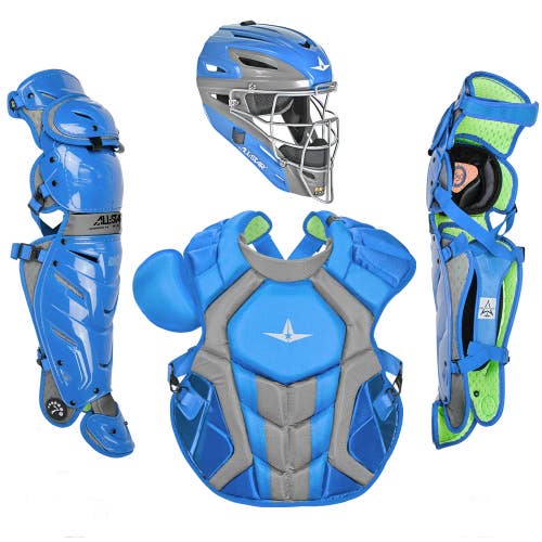 All Star System 7 Axis Adult 16+ Catchers Gear Set - Sky Blue Grey