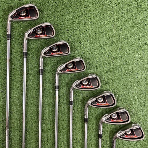 READ Taylormade Burner Plus Iron Set 4-PW AW Uniflex 85g Left Handed +1/2 Long