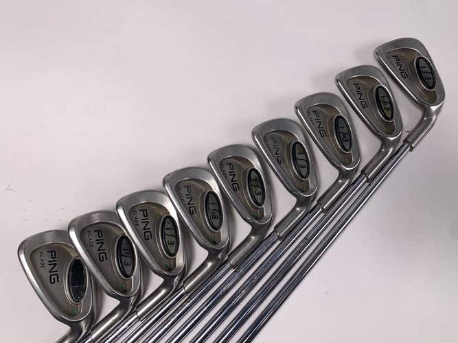 Ping i3 Blade Iron Set 3-PW+AW Green Dot 2* Up Cushin JZ Stiff Steel Mens RH
