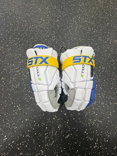 Used STX CELL IV Lacrosse Gloves Mens White SM 11849-S000039046