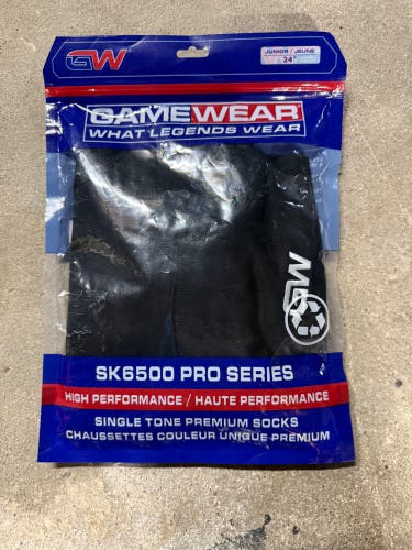 Game Wear SK6500 Black Junior 24” Socks (New)