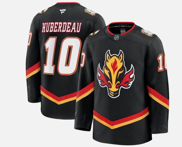 Calgary Flames Jonathan Huberdeau Fanatics Black Alternate Premium Jersey Sz 52