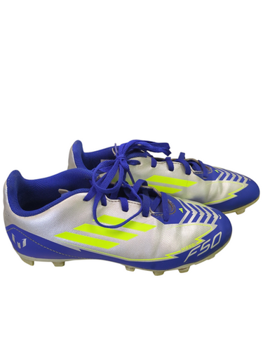 Used Adidas IH0926 Soccer Cleats Silver/White/Royal Junior 03.5 11862-S000093629
