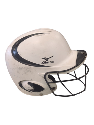 Used Mizuno MBH250 S/M 6 3/4 - 7 3/8 Batting Helmet w/Mask White SM 11862-S000093694