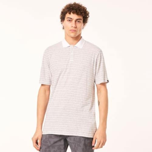 Oakley Debris Stripe Polo Shirt Men's Large Arctic Ice Cotton Blend DSGL1212
