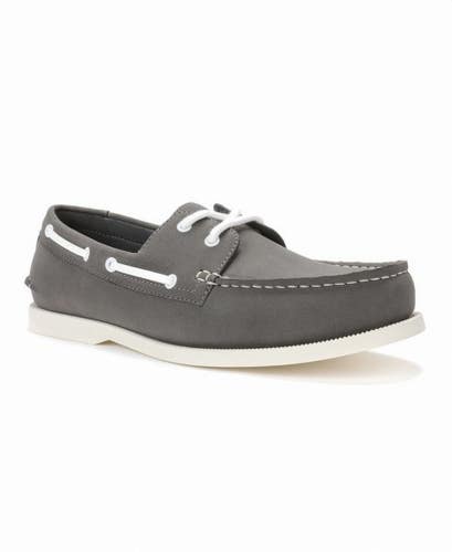 Club Room Elliot Mens 10.5 Gray Canvas Moc Toe Comfort Casual Boat Shoes ZAP2364