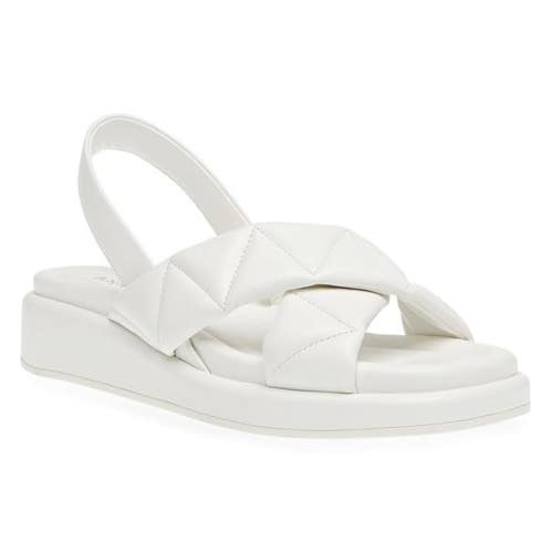 Anne Klein Air Sandals Women US 9.5M White Leather Cross Strap Slingback HTAT904