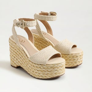 Sam Edelman April J0164F1250 Sandals Women's 11M Ivory Wedge Espadrille HTAT1020