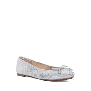Dune London Hallis Ballet Flat Women Silver Diamantes Slip On Round Toe HTAT1030