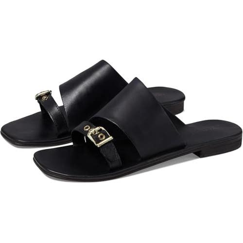 Free People Mila Minimal Sandals Women's 7.5 M Black Leather Square Toe HTAT942