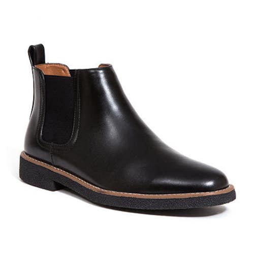 Deer Stags Rockland Boots Mens 10.5 Black Faux Leather Round Toe Chelsea ZAP2333