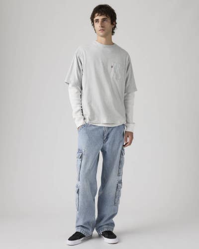 Levi's 578 Jeans Men's 38x30 Blue Denim Light Wash Cargo Pockets Baggy POSH042