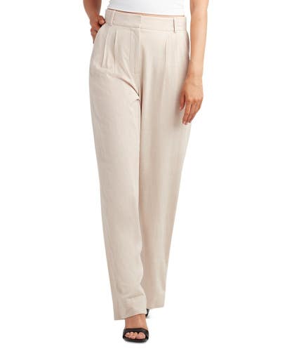 Bcx Pants Women's 0 Juniors Sand Pleated Front Mid Rise Wide Leg Formal PAL68