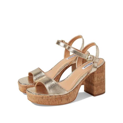 Dune London Jodi Sandals Women's 8B Gold Leather Adjustable Ankle Strap HTAT1024