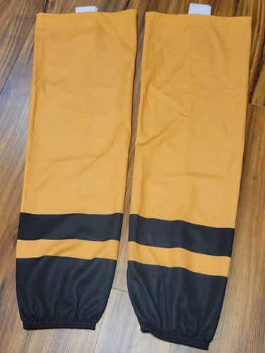 Pro Stock Edge Style Ice Hockey Socks, Size: Adult (30” - 32”) Gold With Black