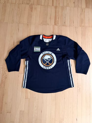 Pro Stock/MIC Used Size 56 Adidas Buffalo Sabres Navy Blue Practice Jersey