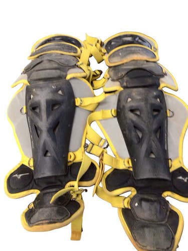 Used Mizuno SAMURAI SHIN GUARDS Catchers Leg Guards Black And Yellow Adult 11760-S000090776