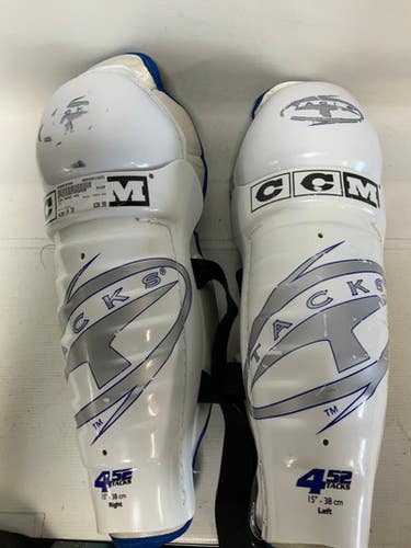 Used CCM TACKS 452 Senior Shin Guards White 15" 11823-S000038589