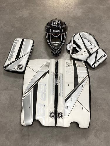 Used Youth Franklin Street Hockey Full Regular Goalie Set | Helmet, Leg Pads, Glove & Blocker