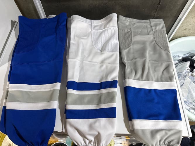 White, blue and gray Youth Socks (Used) Howard Huskies