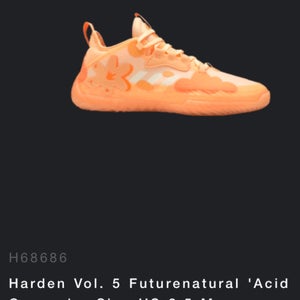 Size M 8.5 Adidas Harden Vol 5 futurenatural acid orange