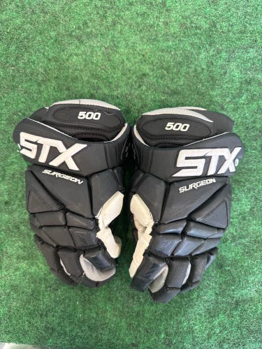 Black STX Surgeon 500 Lacrosse Gloves (Used) | 13"
