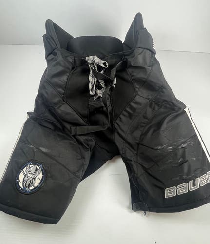 Used Senior Medium Bauer Custom Pro Stock Hockey Pants - Black/White