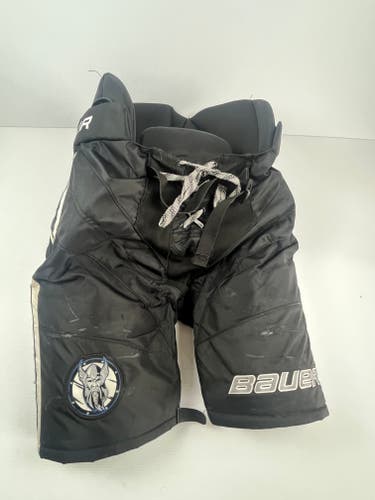 Used Senior Small Bauer Custom Pro Stock Hockey Pants - Black/White