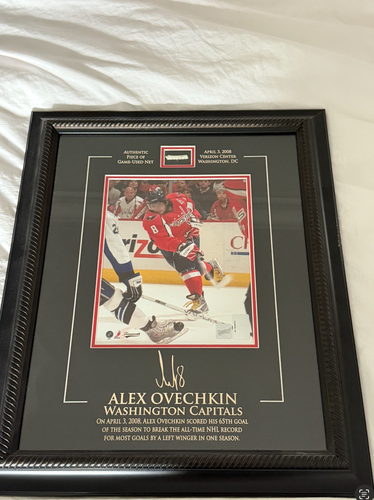 Alex Ovechkin autographed record breaking picture fame and game net