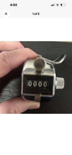 (Used) Baseball Pitch Metal Handheld  Counter, 2”H x 1-1/2”W x 2”D, Silver