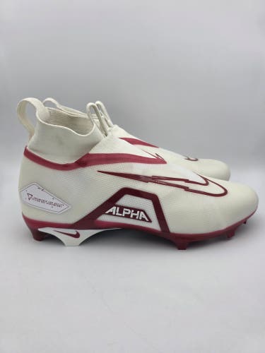 Nike Alpha Menace Elite 3 White Red Men's Size 14 Football Cleats DM1792-100