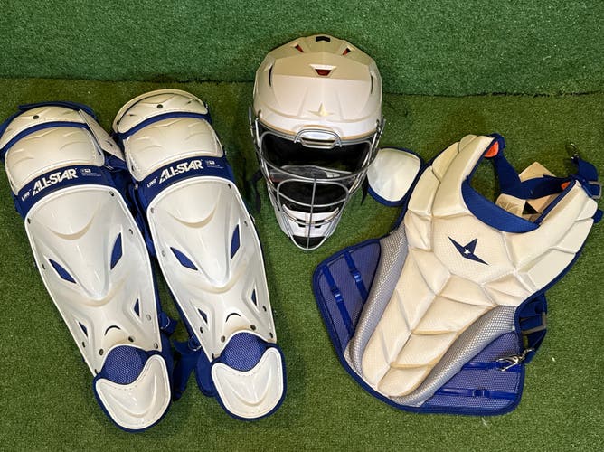 All Star PHX Paige Halstead Medium White/Royal Catcher's Combo (New)