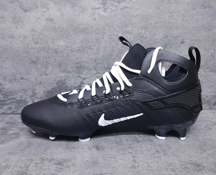 Mens Size 7 Nike Lacrosse Cleats Huarache 9 Elite Mid LAX Black White FD0088-002 Nike Huarache 9 Elite Mid LAX Lacrosse Black White Cleats  main image 3