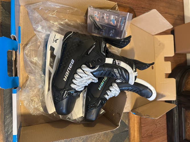 NEW Bauer Supreme Shadow Hockey Skates size 8 FIT 3 (with NEW Fly-TI steel included)