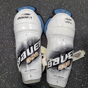 Used Bauer 300 Intermediate Shin Guards White 12" 11849-S000039060