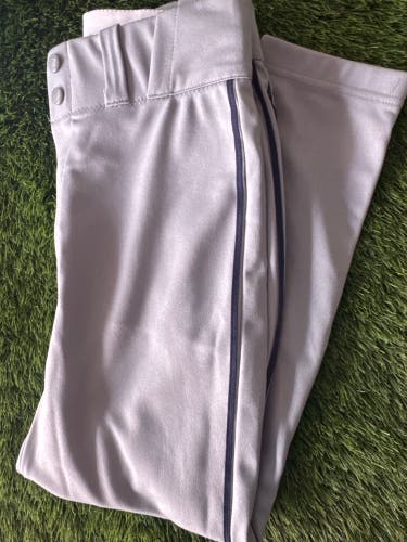 Dirty Mids baseball Game Pants - gray navy blue piping adult small