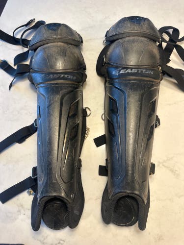 Easton Youth Catcher’s Leg Guards 12.75” Black | Ages 9–12 | Game Ready