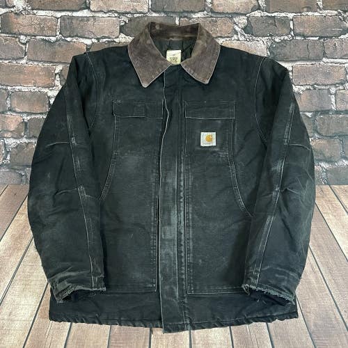 Vintage Carhartt C03 BLK Arctic Workwear Coat Mens Size Large Black Distressed