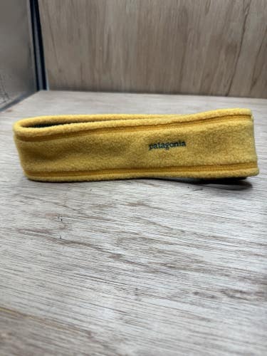 Vintage Patagonia Headband Beanie Hat Cap Yellow Fleece Ski Snow One Size USA