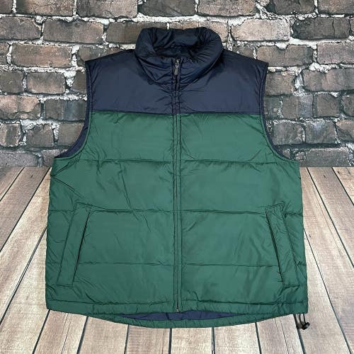 Eddie Bauer Goose Down Puffer Full Zip Vest Mens Size Large Green Blue Outdoors