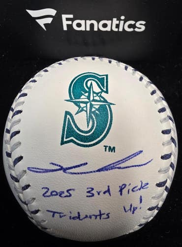 Mariners KADE ANDERSON Autographed "2025 3rd Pick, Tridents Up" LE 1/10 Baseball