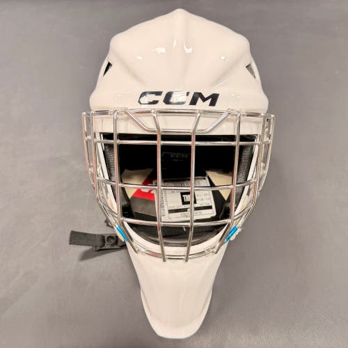 Senior Small 2023 White CCM AXIS XF Goalie Mask (New)