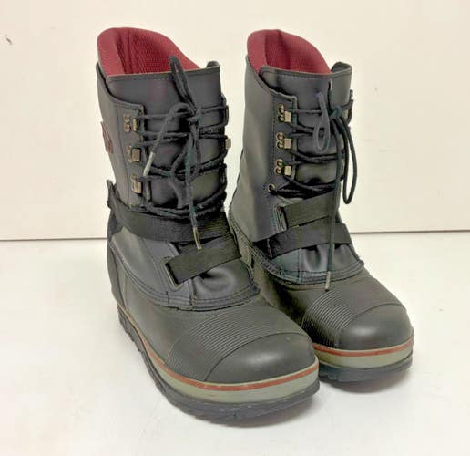 Vintage 1990s Burton Work Black Leather All-Mountain Snowboard Boots US Men's 12